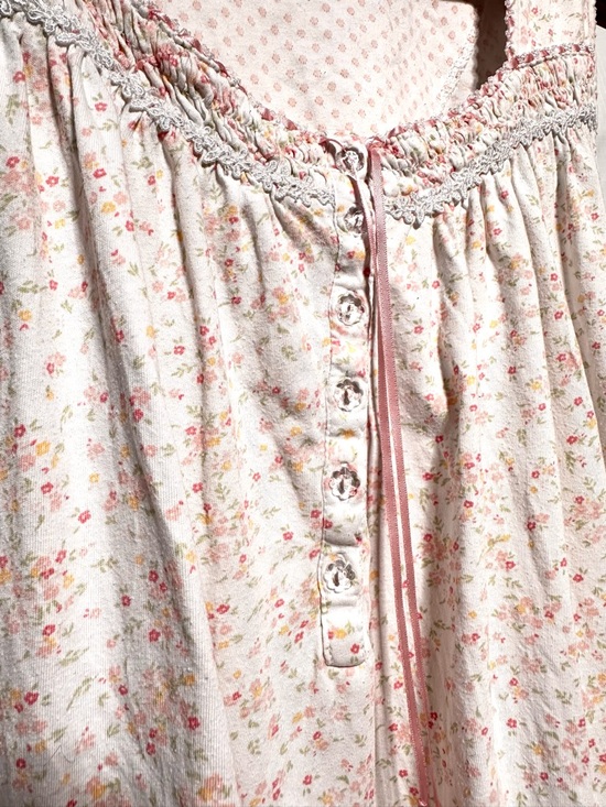 ARIA Floral Cottagecore Prairie Lace Pocket Sleep Dress Nightgown Coquette - Picture 2 of 6